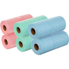 BRANDSSELLER Wipes on 6 Rolls with a Total of 300 Cleaning Cloths - Multicoloured Blue/Red/Green