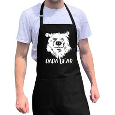 ApronMen Papa Bear BBQ-Grill Schürze vai Opa mit hohen Qualität Poly/Cotton 4 Utility-Taschen, justierbares Ansatz und extra langen Taille Krawatten