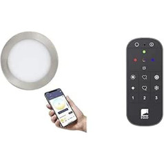 EGLO connect.z Fueva-Z Smart Home LED padziļināts vannas istabas prožektors, īpaši plakans, diametrs 165 mm, iekļauts tālvadības pults, balss vadība, Alexa, gaiša krāsa (silti balts/auksti balts), aptumšojams, padziļināts