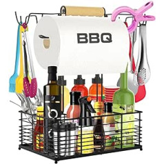 CONCONS Grill Caddy, BBQ Caddy āra grilam, piknika un kempinga piederumi, āra virtuves piederumi kemperiem, kempinga piederumi, āra trauku kastīte, garšvielu organizators Caddy