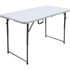 Alextend Folding Table, 48 x 24 Inch Portable Plastic Table, Height-Adjustable Folding Table for Indoor and Outdoor Parties, Picnic and Camping (White)