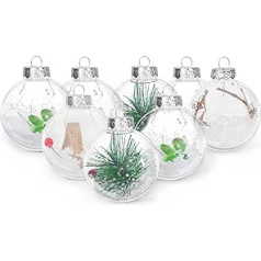 himaly Pack of 16 Transparent Baubles 8 cm Christmas Baubles Transparent Plastic Baubles Transparent Acrylic Balls Christmas Tree Decorations Christmas Tree Baubles with Filling Material Lanyard