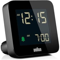 Braun BC09B digitālais modinātājs, atlikšanas funkcija, negatīvs LCD displejs, ātrās iestatīšanas funkcija, Crescendo modinātājs melnā krāsā, modelis