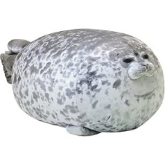 60cm Chubby Blob Seal Pillow, Robbe Kuscheltier Fett Meerestier Kissen Gefülltes Plüschkissen Grau Klecks Siegel Umarmungskissen Stofftier Baumwolle Blob Seal Plüsch Spielzug für Kinder Erwachsene