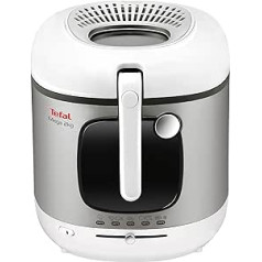 Tefal FR4800 Mega 2 kg Elektrische Fritteuse | 3,3 L Öl-Kapazität | Anti-Geruchs-Filter | spülmaschinenfeste Teile | Sichtfenster | einstellbares Termostats | Weiß/Edelstahl