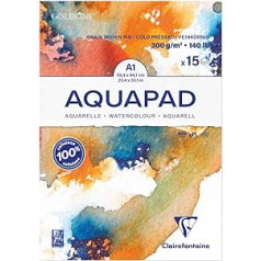 Clairefontaine Goldline Aqua 975724C akvareļu papīrs vidēji smalks, 15 loksnes 59,4 x 84 cm 300 g