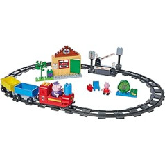 BIG-Bloxx Peppa Pig - Train Fun - Celtniecības komplekts, BIG-Bloxx komplekts ar Peppa un Grandpa Pig, 55 gab, bērniem no 18 mēnešiem