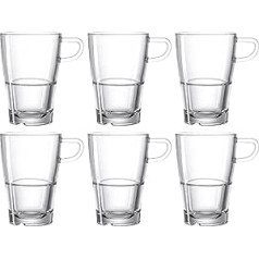 LEONARDO HOME Senso Latte-Macchiato krūze, kafijas glāzes ar rokturi, trauku mazgājamā mašīnā mazgājamās stikla krūzes, komplekts 6, 350 ml, 024014