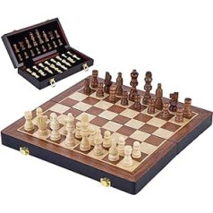 Engelhart - High Quality Solid Wood - Ash Chess Set - 32 Carved and Painted Wood - Lockable Case - (45.5 cm)