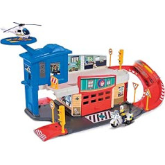 Dickie Toys Fireman Sam Police Rescue Center, Fire Brigade Play Set on 2 Levels Including 4 Metal Vehicles and Other Accessories, Dimensions: 45 x 26 x 23 cm, 7/203097007, Red