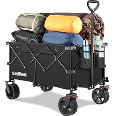 Bollerwagen Faltbar 170L Gartenwagen 100 kg, Transportkarre Universal Rädern mit Duale Bremsen, klappbar Heavy Strandbollerwagen für Camping Einkaufen Datierung