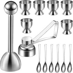 14pcs Egg Cup Set Egg Topper Boiled Egg Holder Stainless Steel Egg Opener Egg Spoon for Kitchen Tool