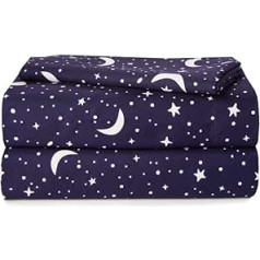 Heritage Kids 3 daļīgs plakanu palagu komplekts, plakana palaga, pieguļoša palaga un 1 spilvendrāna, Constellation Print, dubultā, tumši zilā, K687913