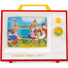 Fisher Price klasiskais divu melodiju televizors, muzikāla TV rotaļlieta, mazuļu zēni, meitenes no 2 gadiem, skaņas rotaļlieta agrīnai izglītībai, bērnu dziesmas un skriešanas attēli radošumam