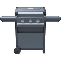 Campingaz gāzes grils 3 Series Select, BBQ gāzes grila ratiņi ar 3 degļiem no nerūsējošā tērauda, vāks ar termometru, InstaClean Aqua, Culinary Modular System, 10,2 kW jauda, āra virtuve, jauns modelis 2021.g.