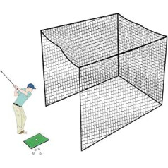 Aoneky golfa būra tīkls 3 mx 3 mx 3 m, kvadrātveida režģis 2,5 x 2,5 cm, virve 3 mm — vingrošanas būris golfam, beisbolam, kickbolam, hokejam, āra, iekštelpu, dārzam (bez rāmja)