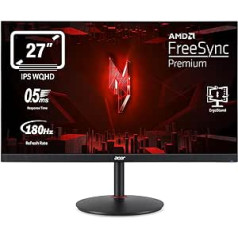 Acer Nitro XV271UM3 spēļu monitors 27 collas (69 cm ekrāns) WQHD, 180Hz DP, 144Hz HDMI, 1ms (GTG), 2xHDMI 2.0, DP 1.2, regulējams augstums, pagriežams, DP/HDMI FreeSync Premium, melns