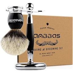 Anbbas Shaving Set Wet Shaving Gift Shaving Brush Pure Badger Hair Silver Tip Shaving Brush Set with Shaving Stand Mach Fusion Safety Razor Wet Razor