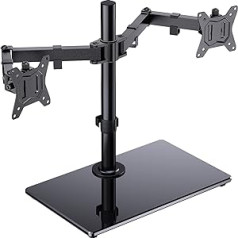 ErGear Monitor Mount 2 Monitors for 13-32 Inch Screen, Screen Mount 2 Monitors with Freestanding Base, Swivel 180° Rotation 360° VESA 75/100 mm, 8 kg per Arm