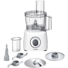 Bosch MultiTalent 3 MCM3100W, 20 Functions, 2.3 L Mixing Bowl, Utility Knife, Cutting Rasp Reversible Disc, Impact Disc (Cream), Filling Aid, Lid, 800 W, White