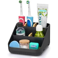 CHONLY Toothbrush Holder Bathroom Organiser Removable Non-Slip Electric Toothbrush Storage with 6 Slots for Bathroom, Kitchen and Family