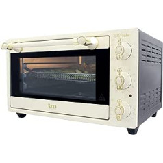 TM Electron EASYBAKE TMPHO020REB Mini cepeškrāsns retro dizains ar bezeļļas cepšanas funkciju, 20 litri, regulējama temperatūra no 80 °C līdz 250 °C, 5 funkcijas, iekļauti 4 piederumi