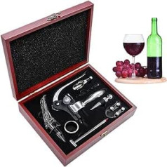 SumDirect korķviļķis, Vīna attaisāmais komplekts, Manuālais vīna attaisāmais komplekts, Cinka sakausējuma roktura korķviļķis, Luksusa vīna attaisāmie piederumi ar 9 daļām, Eleganta dizaina komplekts ar tumšā ķirša koka kastīti