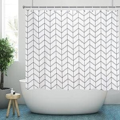 YISURE Shower Curtain Short 150 cm Height, Shower Curtain White Short Length with Weight Hem Mould Resistant Width 180 x Height 150 cm