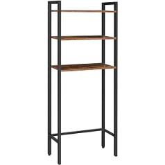 HOOBRO Toilet Shelf, Bathroom Storage Shelf with 3 Shelves, Washing Machine Shelf, Industrial Multi-Function Shelf, Retro Style, Space Saving, Easy to Assemble, Dark Brown EBF41TS01