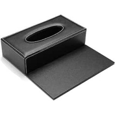 PU Leather Tissue Box Holder Black Tissue Holder for Bathroom Vanity Countertop Night Stands Office Car Home Modern Rectangular Tissue Box Cover Decorative Paper Facial Case Dispenser - Black