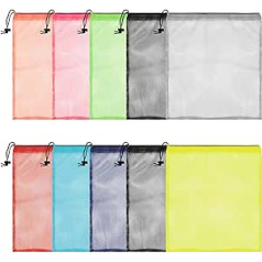 Belle Vous Multicoloured Laundry Net for Washing Machine with Drawstring (Pack of 10) - 35.5 x 40 cm - Mesh Bag with Drawstring - Storage Sand Toy, Laundry, Socks, Travel, Sports Equipment and More