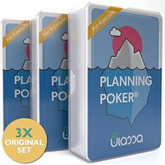 Ulassa Agile Planning Poker Cards 12 personām (3 komplekti) — Scrum Poker kartīšu komplekts efektīvai komandas sarežģītu projektu prasību novērtēšanai — Ražots Vācijā — Ulassa versija