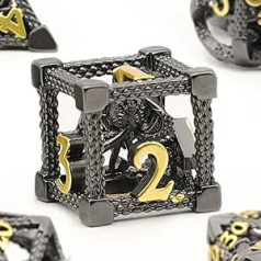 Zhoorqi DND Dice Set Role Playing Game, Polyhedral Dice Set D&D Dice Set Metal ZHOORQI 7 Pieces The Cthulhu Dice Set for Board Game Dungeons and Dragons Dice Used (Z-Black Gold)