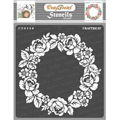 ‎Craftreat CrafTreat Flower Stencils for Painting on Wood, Floor, Wall and Tiles - Rosary - 30.5 x 30.5 cm - Reusable DIY Arts and Crafts Stencils for Painting Flowers - Rose Stencils