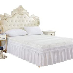 Nikou Lace Bed Skirt, Elastic Polyester Bed Skirt Ruffle Easy Fit Spread Cover Valance (Queen: 60 x 80 + 15 inches)