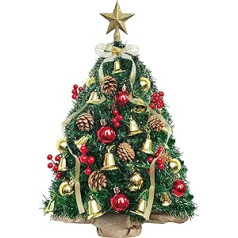Mini Artificial Christmas Tree with 40 DIY Christmas Decorations, 60 cm Small Table Christmas Tree Suitable for Christmas and New Year Home Office Decoration