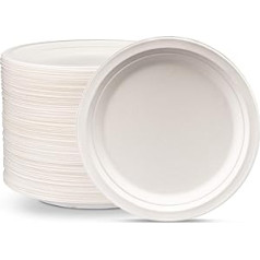 100% Compostable Heavy Duty 22cm Plates [Pack of 125] Eco-Friendly Disposable Sugar Cane Paper Plates