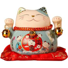 Zerodis Lucky Cat naudas kaste 4,5 collu kolekcionējama kaķa figūriņa Izsmalcināta, jauka laimīgā piekariņa Lucky Cat Fengshui Cat Money Pot rakstāmgalda dekorēšana biznesa dāvana (zila)