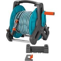 GARDENA Classic Wall Hose Reel 50 Set: Mobile hose reel, space-saving wall-mountable and removable at any time, with 20 m hose, syringe and system parts (8009-20)