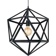 EGLO Pendelleuchte Embleton, 1 flammige Hängelampe Industrial, Vintage, Retro, Hängeleuchte aus Stahl in Schwarz, Esstischlampe, Wohnzimmerlampe hängend mit E27 Fassung, Ø 46 cm