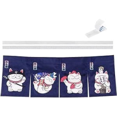 CoolChange japāņu Maneki Neko durvju aizkars 85 x 30 cm auduma durvis Noren Asian Waving Cat