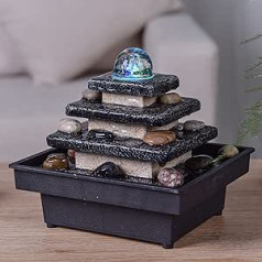 Eka Zen'light Indoor Fountain Cascade Stairs Temple Colourful Light, Relaxing Zen, Decorative Table Fountain, Gift Idea, Height 18 x 20 x 18 cm