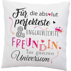 Liebtastisch spilvens ar teicienu "Visā visumā vispilnīgākajam un neticamākajam draugam" - Dāvana labākajam draugam - Draudzības dāvanas - BFF - Dekoratīvais spilvens 40 x 40 cm Balts