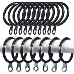iPEAK Pack of 60 aizkaru gredzeni Metāla aizkaru gredzeni piekaramie āķi aizkaru stieņu stienim 30 mm iekšējais diametrs (melns)