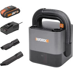 WORX WX030 akumulatora automašīnas putekļu sūcējs 18 V (maks. 20 V), 2 Ah, mazs kubs ar HEPA daļiņu filtru