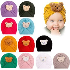 MoreChioce 11 Pieces Baby Turban Hat Newborn 0-2 Years Cute Elastic Headband Hair Band Knot Hat Toddler Headbands Bonnets Headwraps for Toddlers Girls and Boys, one colour