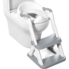 Wimaha Children's Toilet Seat Toilet Trainer with Stairs, Height Adjustable, Foldable Children's Toilet Trainer with Padded Seat, Stable Non-Slip Step and Safety Handle