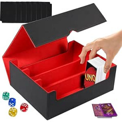 Card Deck Case for 2400+ MTG Cards Sleeveless Magnetic Deck Box Compatible with TCG YGO PTCG, PU Leather Trading Card Storage Box Includes 8 Premium Card Separators, for Card Storage (Black Red)