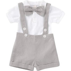 0 to 24 Months Fashion Newborn Clothing for Newborn Baby Boys Bow Shirts Romper+Suspender Shorts Gentleman Outfits Set