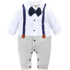 Bērnu tērpi zīdaiņiem jaundzimušajiem zēniem Džentlmeņu uzvalks Bowtie Romper Patchwork Krāsains Toddler Kombinezons ar garām piedurknēm